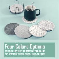 Posavasos de algodón con soporte para bebidas, posavasos absorbentes minimalistas para el hogar, 8 piezas, 4 colores - details 1