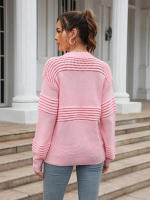 Suéter elegante para mujer, suéteres rosas sueltos, Tops de manga larga a la moda, jerséis de cuello redondo, prendas de punto nuevas, otoño, 2023 - details 10