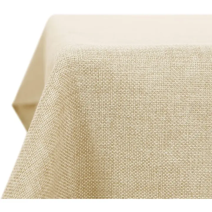 Deconovo Mantel de Mesa Rectangular Efecto Lino 150 x 300 cm Beige - 1