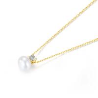 Colgante de Perla Natural Collar de Oro Sólido 18K con Moissanita Ideal para Mujeres - details 3