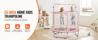 SucceBuy Trampolín para niños de 55 pulgadas, mini trampolín para niños pequeños de 4,6 pies para interiores y exteriores con red de seguridad y aro de baloncesto - details 0