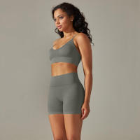 Conjunto Deportivo de Yoga sin Costuras para Mujeres Sports Bra Sin Mangas, Pantalones Cortos - details 30