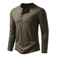 Otoño nueva camiseta de manga larga con cuello para hombres Color transpirable versátil moda camisetas delgadas - details 14