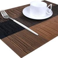 Mantel Individual de vinilo tejido, tapete de aislamiento de PVC y bambú, adecuado para mesa de cocina, 8 unidades por grupo - details 3