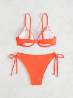 Nuevo traje de baño sexy con espalda descubierta y soporte de acero dividido de Yiyong, bikini con cordones de color sólido para mujer - details 41