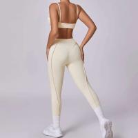 Conjunto de yoga Ustado de 2 piezas, conjunto de gimnasia para mujer, sujetador realzado de lana negra, pantalón corto de entrenamiento, body de cintura alta, Tre de Fiess, - details 24