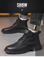 Nuevas botas de trabajo, botas de cuero de moda de caña alta para hombres de estilo británico americano retro - details 14