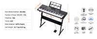 SucceBuy Piano con teclado digital de 61 teclas, teclas iluminadas, piano eléctrico portátil con soporte ajustable, 600 tonos, 500 ritmos - details 5