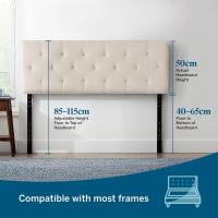 Cabecero tapizado – Cabecero de cama doble – Altura ajustable de 85 a 115 cm, capitoné de diamantes, perla/blanco - details 2