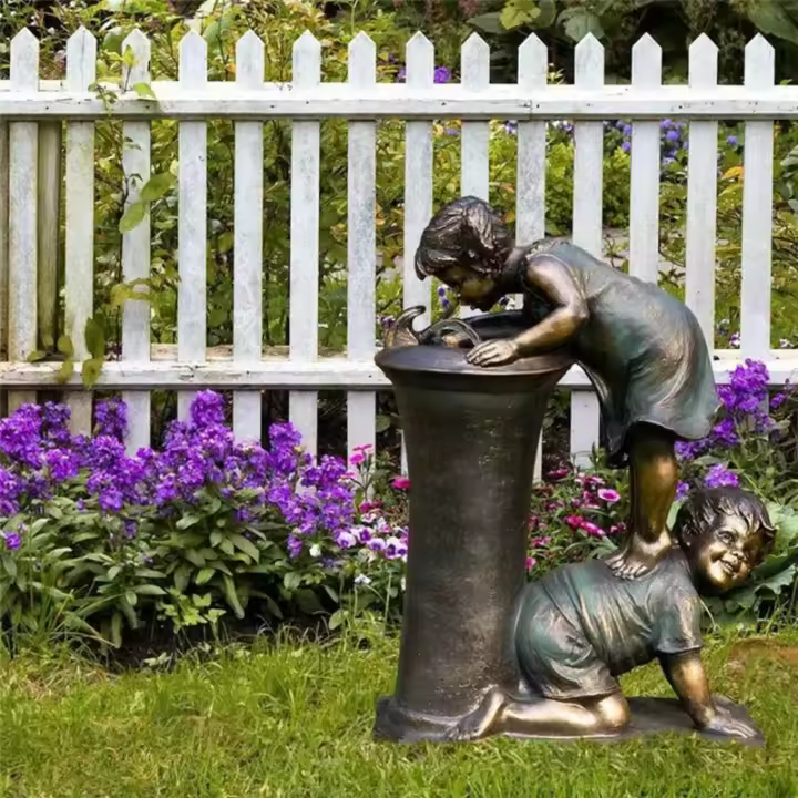 Adornos de jardín besándose para niños, decoración al aire libre, escultura de estatua de niño y niña - 1