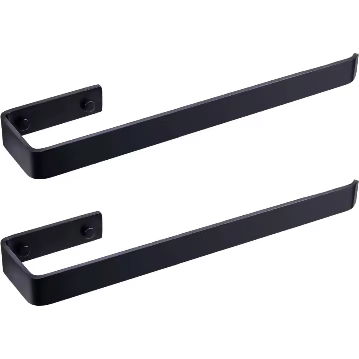 38 x 8 x 3 Toallero Barra para Baño Acero Inoxidable Montado en la Pared 40CM Acabado Pulido Toalla Soporte Toalleros de aro para Baño y Cocina, Negro,2pz - 1