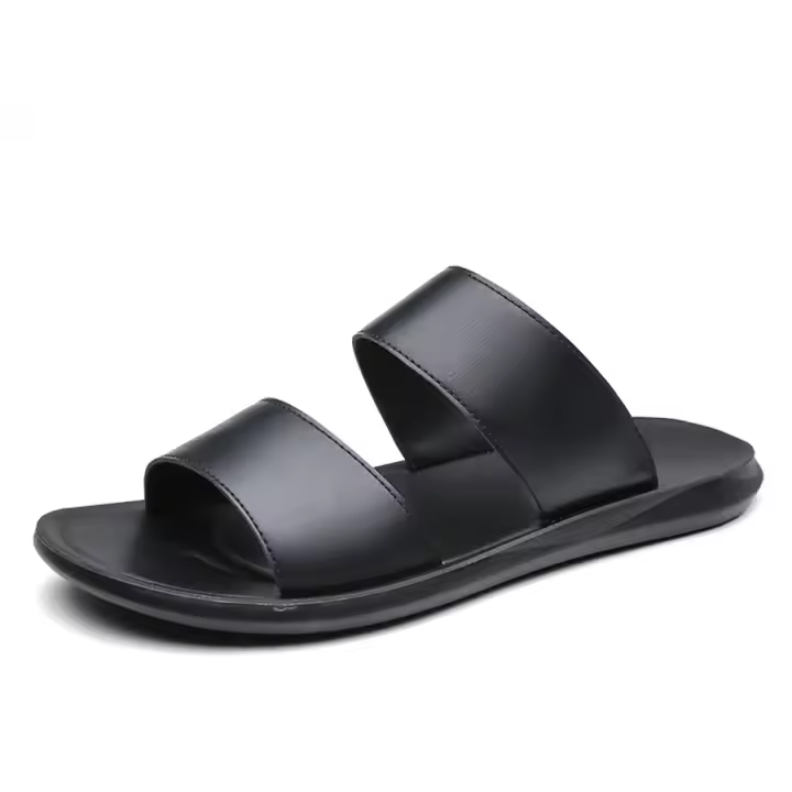 Zapatillas para Hombre de Cuero de Alta Calidad Sandalias Planas Antideslizantes para Exteriores y Verano - 1