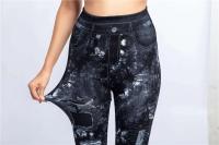 Body de mezclilla estampado para mujer, leggings elásticos, cintura alta, levantamiento de cadera, pantalones Kasur, entrenamiento, correr, gimnasio - details 14