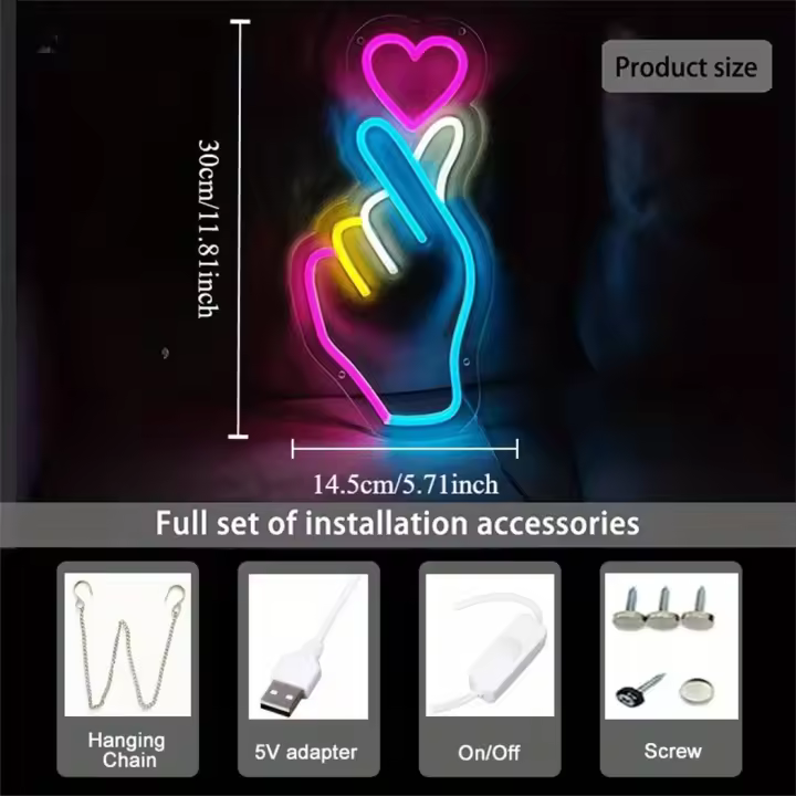 Luz de neón de corazón de mano LED USB decoración de pared luz para dormitorio Bar Pub restaurante fiestas de cumpleaños decoración de pared luz de neón, luz de neón de calavera - 1