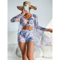 Conjunto de Bikini con Push-Up para mujer, traje de baño de 3 piezas con estampado de moda, cintura alta, 2024 - details 4