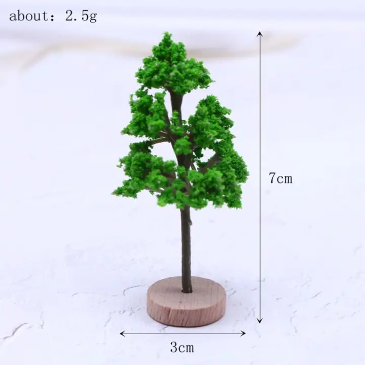 Modelo de árboles de plástico, simulación verde Natural, árboles falsos, rocas de musgo artificiales/Base de madera, casa de muñecas, Mini árbol, juguetes para niños - 1
