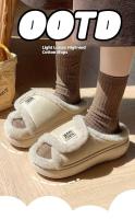 Zapatillas de algodón con Velcro para mujer, suela exterior de EVA suave para interiores y exteriores, plantilla de felpa, estilo de plataforma, fácil de combinar, novedad - details 0