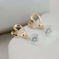 Colgantes de Pendiente de Zirconia Diseño de Corazón de Oro para Mujeres y Niñas - details 1