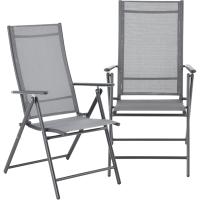 Juego de 2 Sillas Plegables de Jardín Kalamata Silla de Exterior Asiento para Terraza Balcón Patio con Reposabrazos y Respaldo Ajustable Patas de Acero 105 x 57 x 68 cm - details 0