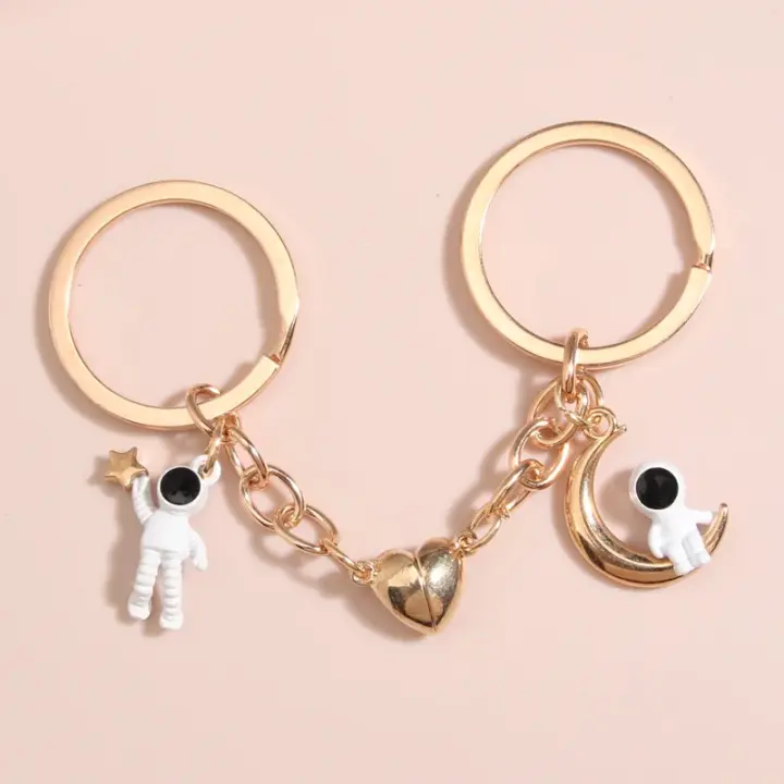 Llavero Astronauta Estrella Magnético Diseño Único para Parejas Joyería Hecha a Mano DIY - 1