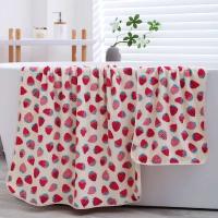 140x70cm fresa mano Coral Veet piel agradable suave toalla de playa grande chica corazón toallas de baño para adultos - details 3