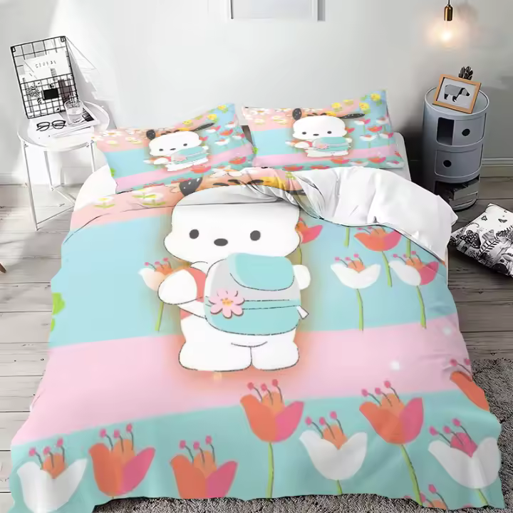 Juego de Ropa de Cama Pochacco Funda de Edredón Cubierta de Cama Dulces Sueños - 1