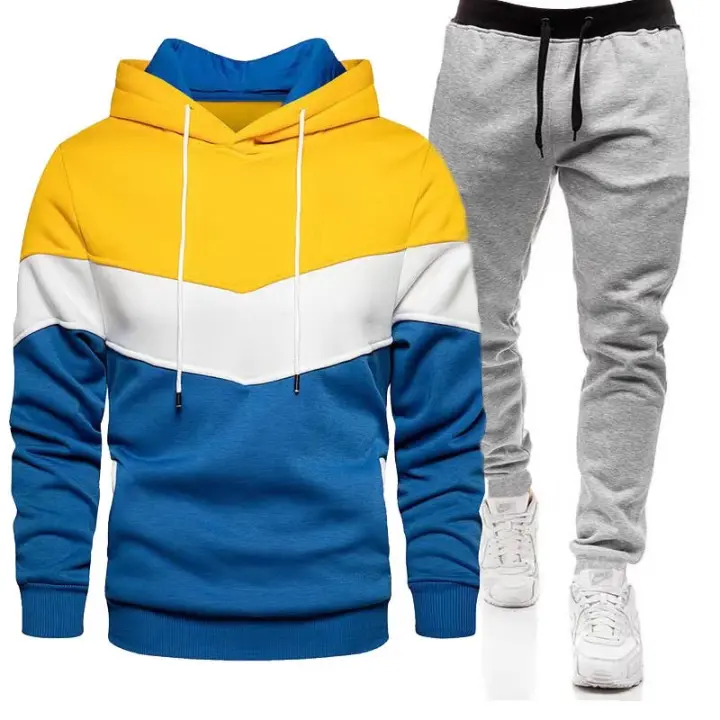 Traje de Sudadera con capucha y pantalones de chándal para hombre, ropa deportiva informal de dos piezas, otoño e invierno, nuevo - 1