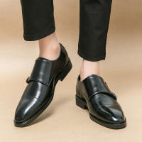 Zapatos de monje con doble hebilla para hombre, calzado de vestir, color marrón y negro, novedad - details 10
