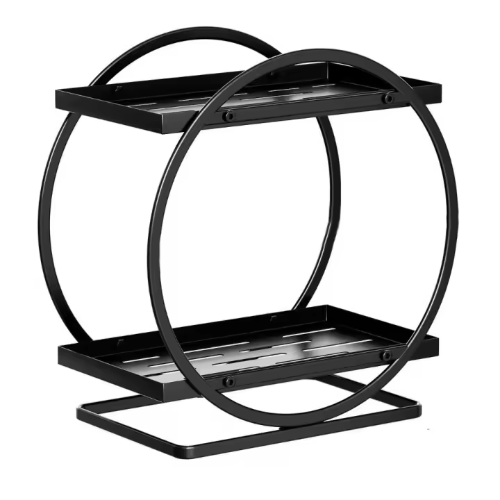 Soporte Circular de baño de oro negro, estante de almacenamiento para el cuidado de la piel, estante para cosméticos, organizador de maquillaje para dormitorio, ahorro de espacio - 1