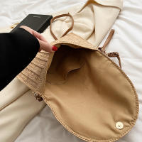Bolso cruzado de hombro tejido de paja para mujer, bolso de mano de playa, bolsos de sobre hechos a mano informales de verano - details 27
