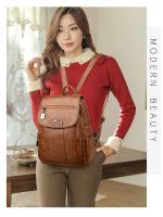 Mochila De Cuero Suave Para Mujer En 5 Colores Bolsa De Hombro Vintage Casual Viaje Mochila De Escuela Bolsa Para Damas - details 5