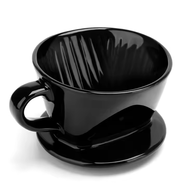 Taza de filtro de café, gotero de café de cerámica negra, soporte de goteo de filtro reutilizable L - 1