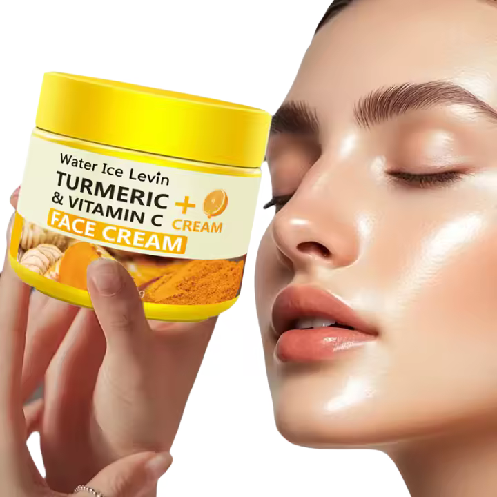 Crema antienvejecimiento de cúrcuma y vitamina C, crema hidratante antiarrugas de colágeno y ácido hialurónico, Cosméticos para el cuidado de la piel, 50g - 1