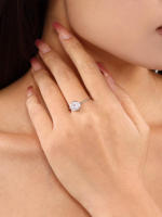 Anillo de Cristal Cuadrado en forma de ZIRCON elíptico de lujo Más ligero Joyas exquisitas para Regalos de Bodas de Novias - details 6