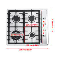 Estufa superior de Gas de 4 quemadores, encimera de Gas de acero inoxidable de 23 pulgadas, cocina de Gas integrada, cocina de Gas Natural, Placa plateada para Cocina - details 1