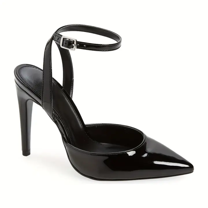 Zapatos De Tacón Alto Con Punta En Punta Para Mujer, Sandalias De Tacón De Aguja Con Correa De Hebilla En El Tobillo - 1