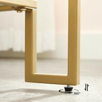 Centro de Vidrio, Mesa de Café con Almacenamiento, para Salón, Superficie de Vidrio Templado, Marco de Acero, 55 x 100 x 45 cm, Color Dorado LGT033A01 - details 6