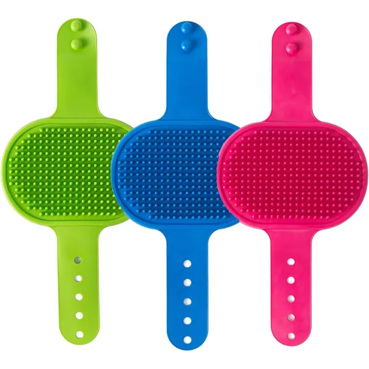 3 cepillos de champú para perros, herramientas ajustables para perros de pelo corto, guante de aseo para gatos, cepillo para cachorros, herramientas de baño para gatos, masaje, depilación y limpieza para mascotas con revestimiento corto/rizado - 1