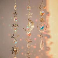 Atrapasueños de cristal con campanas anchas, estrella, prisma de arcoíris colorido, colgantes para ventana del hogar, adorno atrapasueños de jardín - details 5
