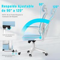 Silla de Oficina Ergonómica Ajustable Respirable, Ajustable, Giratoria de 360°, Reposabrazos Abatibles de 90°, Soporte Lumbar - details 52