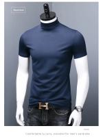 Camiseta ajustada de manga corta con cuello alto y medio para hombre, camisa fina de capa Base de verano, ropa interior de media manga - details 5