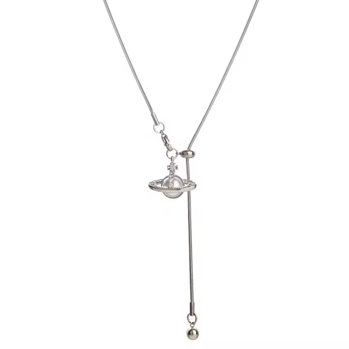 Nuevo Collar de Colgante Saturno con Perlas para Mujer, Diseño Premium Ajustable, Collar de Punto Acciaio Titánico Otoño-Invierno, Joyería y Bisutería,día de la madre - 1