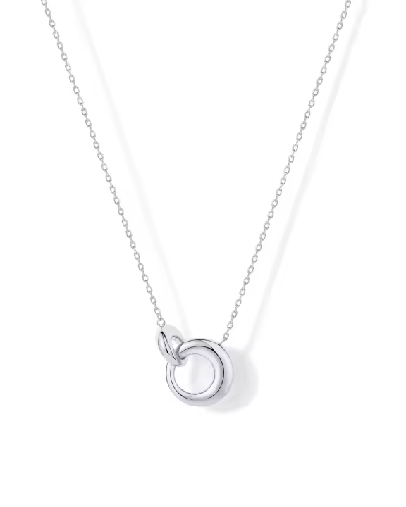 Collar con colgante entrelazado delicado chapado en oro de 14 quilates para mujer |   Collares con colgante de eslabones circulares - 1