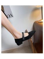 Zapatos Mary Jane de estilo coreano con estampado de leopardo, cabeza cuadrada pequeña, estilo temperamento 2025, con tiras de diamantes y boca baja para mujer - details 11