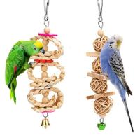 7 piezas loro colgante jaula de loro accesorios Juguetes Para loros juguetes masticables pájaro Columpio de morder puente de madera 17 - details 2