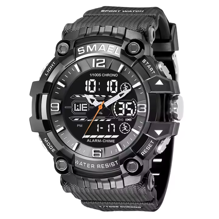 Reloj Deportivo Unisex SMAEL para Parejas con Pantalla LED Digital Iluminación Trasera Coloreada Dial de Cuarzo Alarma Fecha y Cuenta Regresiva Correa de Silicona - 1