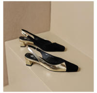 Sandalias con punta en bloque de color, zapatos de tacón grueso con temperamento informal de verano - details 9