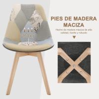 Silla Nórdica Multicolor con Resaldo Estilo Patchwork para Cocina BH29mf-4 - details 17
