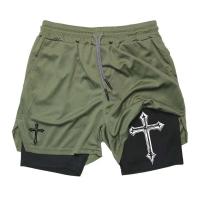 Treno 2 en 1 running Homens estampado cruzado, pantalón corto deportivo Crist ã Com Academy forro de compresión - details 5