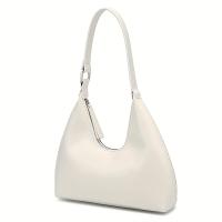 Bolso de hombro de media luna para mujer - Bolso retro para axila con cierre de cremallera, bolso de mano de cuero de grano superior de gran capacidad para desplazamientos y viajes, bolso de mano versátil en café, marrón claro, blanco, rosa, negro - details 10